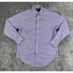 Lauren Ralph Lauren Button Up Shirt Blue Check Men's Size 15 32/33 Classic Fit